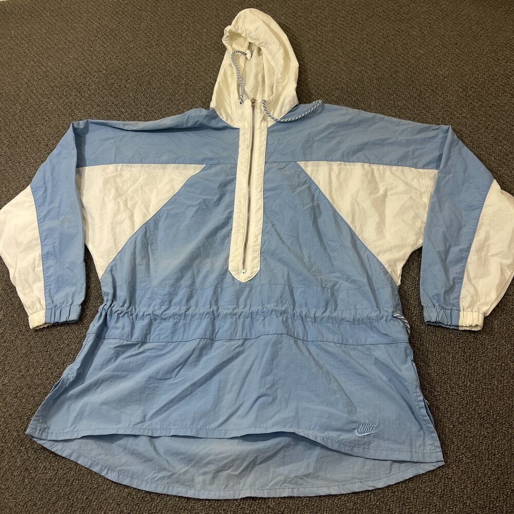 Nike Hoodie Womens Size Medium M Vintage Blue White Color Block Running